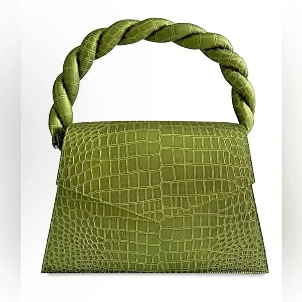 Anima Iris Croc-Embossed Leather Top Handle Bag